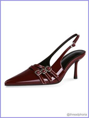 Slingback Stiletto Heels Pointed Toe Patent Leather Pumps for Women